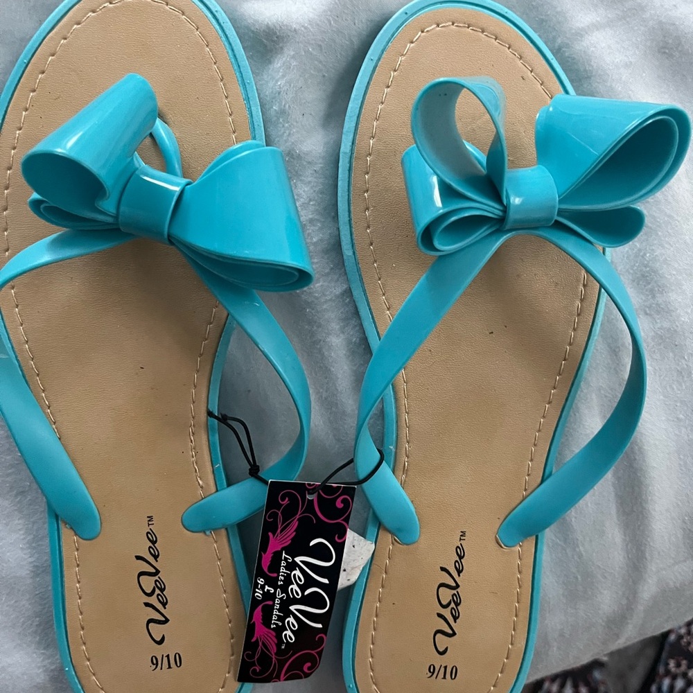 Women's Blue Sandals with Bow